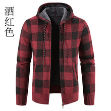 Men's New Plaid Jacket Hooded Sweater Autumn Winter Fleece Outwear Thick Warm Casual Clothing Cold Windbreaker Coat