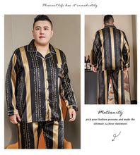 5XL Big Size Pajamas For Men 165KG Spring Summer Ice Silk Satin Cool Pajama Man Set Casual Loose Luxury Print Sleepwear Pijama