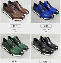 Men's Genuine Leather Comfortable Heightening Casual Shoes Non-Slip Sole Brock Lace Up Sneakers Banquet Walking Men Shoes b17