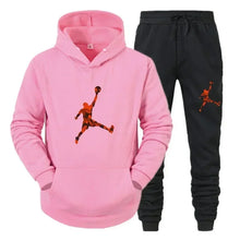 Men's fashion casual sportswear, outdoor fitness jogging set, autumn and winter pullover hoodie + warm pants two-piece