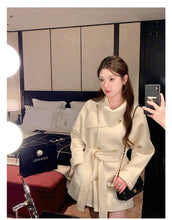 2025 Fall and Winter New Women Tops Coat Wool Blends Turn Down Collar Long Sleeve Double Breasted A Line Female Coats Clothing