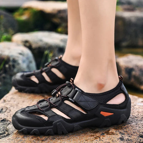 Men Genuine Leather sandal summer Casual Shoes fashion Comfortable big size7-48