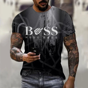 Men's round neck short sleeved T-shirt, 3D printed large casual sweater, fashionable trend, summer