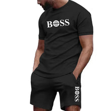 Men's two-piece sportswear, short sleeved T-shirt and pants set, running and fitness sportswear, summer
