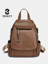 Zency Genuine Leather Women's Fashion Backpack High Quality School Travel Shoulder Bags Satchel Rucksack Multifunctional Pockets