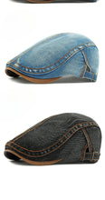 2025 Spring New Washed Denim Hat Men's Beret British Retro Cap Women's Casual Forward Hat