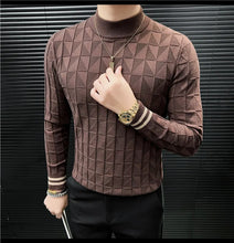 High Quality Half High Collar Knitted Sweater for Men Casual Business Pullover Sweater Slim Fit Warm Knitwear Tops Autumn Winter