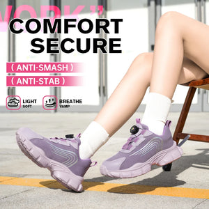 Big Size Men and Women Rotary Buckle Work Safety Shoes Men Air Soft Sole Lightweight Sneakers Protective Fashion Work Shoes