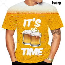 New 3D Printing Beer T-shirt Men‘s Cool Short-Sleeves Tees Fashion Oversize