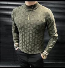 High Quality Half High Collar Knitted Sweater for Men Casual Business Pullover Sweater Slim Fit Warm Knitwear Tops Autumn Winter
