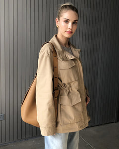 2024 Women Fall / Autumn Cotton Trench Jacket and Coat Casual Outerwear