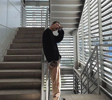 Knit Sweater Male Crewneck Round Collar Pink Men's Clothing Pullovers Solid Color Plain Korean Style Y2k Streetwear Fashion 2025