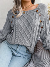 Women Casual Square Collar Buttons Long Sleeve Knitted Pullovers Sweaters