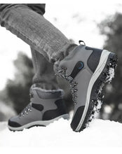 Men's Winter Boots With Fur Warm Snow Non-slip Men Work Casual Shoes Waterproof Leather Sneakers High Top Ankle Boots Plus Size