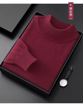 Men's Thick Sweater 100% Cotton Half high collar  Knitted Hoodie Fashion Jacquard Bottom Sweater Autumn/Winter Warm Men's Wear