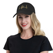 Classic Heartbeat Line Music Gold Baseball Cap for Men Women Custom Adjustable