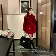 2025 Fall and Winter New Women Tops Coat Wool Blends Turn Down Collar Long Sleeve Double Breasted A Line Female Coats Clothing