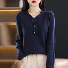 Women Soft  knitted V-Neck Sweater Autumn Winter Fashion