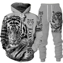 Tracksuit Men Animal 3D Tiger Printed Hoodie + Pants Suit 2 Pcs Sportwear Mens Tracksuit Set Men's Clothing designer clothes men