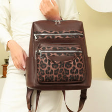 Soft Leopard Interior Compartment Fashion Backpacks Sewing Thread Large Capacity High Quality Bags for Women Pu Women's Handbags