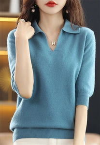 2024 Women's Warm Knitted Sweaters  V-Neck Loose Pullovers Top