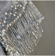Denim Shorts Women's 2025 Summer Clothes New European High Waist Thin Heavy Industry Beaded Sequined Fringed Broken Copper Jeans