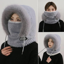 Winter Plush Hat for Women Warm Thick Hood with Scarf Mask Ear Protection Windproof Thermal Cap for Outdoor Cycling Riding