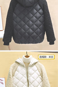 Thin Light Down Cotton Jacket Female Short Coat Autumn Winter Hooded Loose Lamb Wool Cotton Jacket