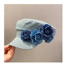 Western Style Oversized Floral Beret, Navy Sun Hat with UV Protection & Breathable Design for Women/Unisex Casual Outdoor