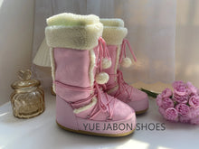 Women Snow Boots Warm Plush Comfortable Platform Shoes Lady Lace-up Mid-Calf Pink Boots Non-slip Winter Shoes Booties