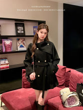 2025 Fall and Winter New Women Tops Coat Wool Blends Turn Down Collar Long Sleeve Double Breasted A Line Female Coats Clothing