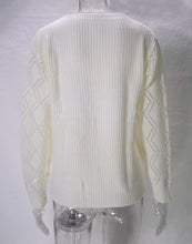 Autumn Winter Women's Sweater Fashion Knitted Long Sleeve Tops White Lace V-neck Pullovers Casual New In Knitwears 2024