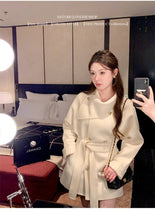 2025 Fall and Winter New Women Tops Coat Wool Blends Turn Down Collar Long Sleeve Double Breasted A Line Female Coats Clothing