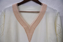 Autumn Winter Women's Sweater Fashion Knitted Long Sleeve Tops White Lace V-neck Pullovers Casual New In Knitwears 2024