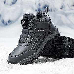Waterproof Winter Men Boots Button Lace-Up Warm Plush Snow Boots
