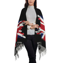 Custom UK Flag Tassel Scarf Women Winter Warm Shawl Wrap