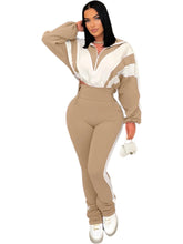 CM.YAYA Active Patchwork Women's Set Zipper Sweatshirt Jacket and Long Pants Suit 2025 Fall Two 2 Piece Sets Outfit Tracksuit