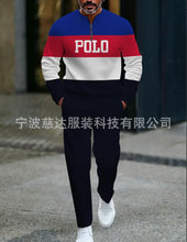 Mens Half Open Placket Zip Pullover   Casual Fashion Long Sleeve  Pants Set