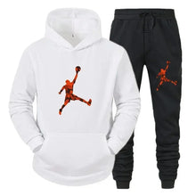 Men's fashion casual sportswear, outdoor fitness jogging set, autumn and winter pullover hoodie + warm pants two-piece
