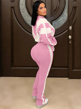 CM.YAYA Active Patchwork Women's Set Zipper Sweatshirt Jacket and Long Pants Suit 2025 Fall Two 2 Piece Sets Outfit Tracksuit