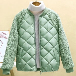 Thin Light Down Cotton Jacket Female Short Coat Autumn Winter Hooded Loose Lamb Wool Cotton Jacket