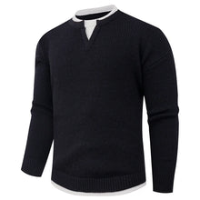 Two-piece Knitted Sweater for Men's Pullover Loose Inner Round Neck Warm Bottom Sweater