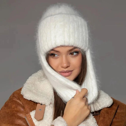 Winter Hat Women Russian Winter Trapper Hat with Ear Flaps - Thick Knitted Ushanka for Cold Weather Military Style Fur Pilot Hat
