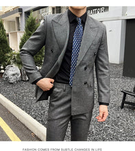 High-quality, fashionable, stylish, versatile and trendy wedding dress sets, dinner sets, men's slimming double-breasted suit se