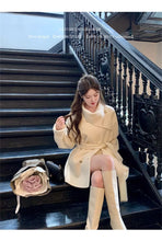 2025 Fall and Winter New Women Tops Coat Wool Blends Turn Down Collar Long Sleeve Double Breasted A Line Female Coats Clothing