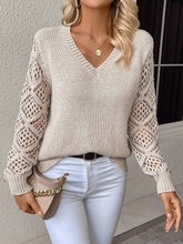 2024 Fashion Casual Sweaters Tops For Women's Solid V Neck Knit Sweater