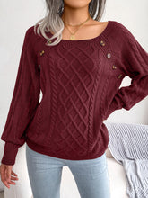 Women Casual Square Collar Buttons Long Sleeve Knitted Pullovers Sweaters