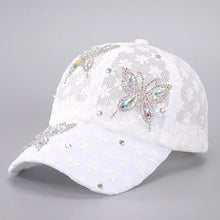 Summer Lace Flowers Baseball Caps for Women Butterfly Rhinestone Breathable Mesh Snapback Hat Hip Hop Hat Fashion Sun Hat Gorras