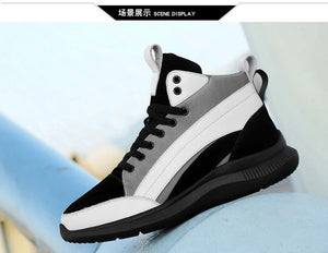 Men Boots Elevator Shoes Hidden Heels Canvas Heightening Shoes