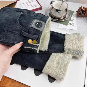 Warm Lambwool Slim Pencil Jeans Womens Skinny Plush Vaqueros Vintage High Waist Thicken Fleece Denim Pants Casual Velvet Legging